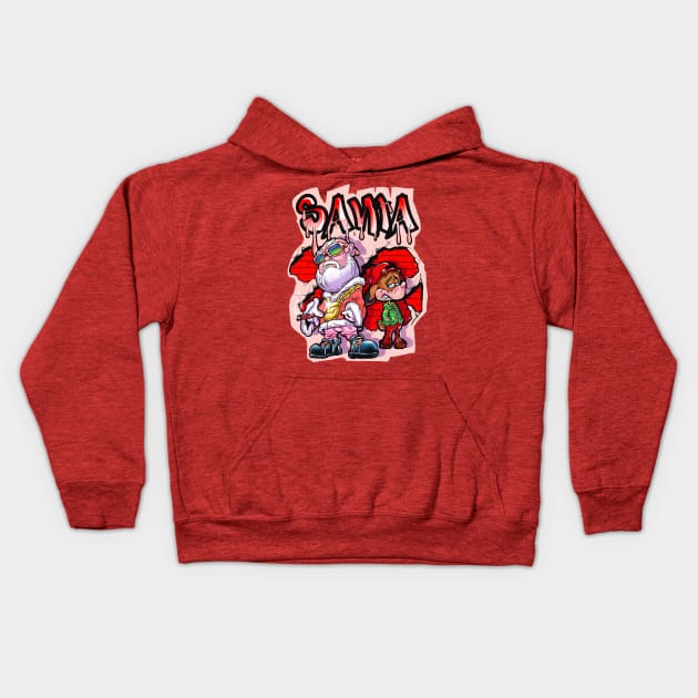 HIP HOP SANTA AND RUDY Kids Hoodie by Biomek